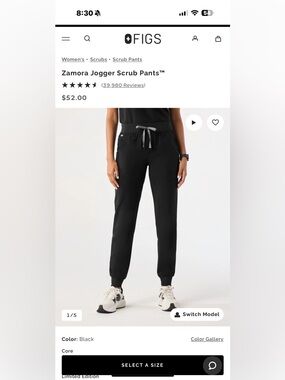 FIGS LOW RISE black jogger pants